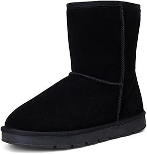 Jousen Men's Winter Boots Suede Snow Boot Insulated Warm Leather Shoes Outdoor Indoor Comfortable Lightweight Fur Lining Non-Slip Size 10.5 (AMY698A Black 10.5)