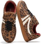 Project Cloud Leather Womens Sneakers - Memory Foam Casual Sneakers for Women Footwear Lace Up Women's Fashion Sneakers - Non-Slip Shoes for Women Trendy Shoes Womens (Madrid, LEOP, 6.5) Leopard