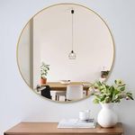 The arts box Small Round Mirror, Gold Metal 20 inch Wall Mirror for Bathroom, Entry, Dining Room, Living Room, and More, Modern Minimalist Mirror for Both Rustic and Boho Design and Decor