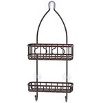 SimpleHouseware Shower Caddy Hanging Organizer with 2 Hooks and Non Slip Plastic Grip, Bronze