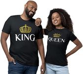 King & Queen Matching Couple T-Shirts Valentine's Day Men Black Large/Women Black Medium