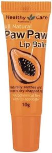 Healthy Care Paw Paw Lip Balm - Infused with Papaya Seed Oil - Natural and Nourishing Protection For Dry, Chapped Lips - Petrochemical Free - 10g - Orange Colour