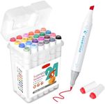 SAYEEC Washable Markers, 24 Colors Art Markers Set with Case, Fine Chisel Dual Tips Drawing Pens Water-Based Markers for Kids Artist Adults Coloring Books Sketching Journaling Illustration Manga Comic