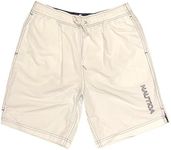 Nautica Mens Quick-Dry Logo Swim Trunk Shorts (M, White)