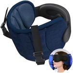 SARISUN Travel Neck Pillow for Airplane, Travel Pillow for Long Flight with Sleeping Eye Mask, Travel Pillow for Car Road Trip, Stop Bobblehead, Portable Airplane Pillow, Mottled Blue