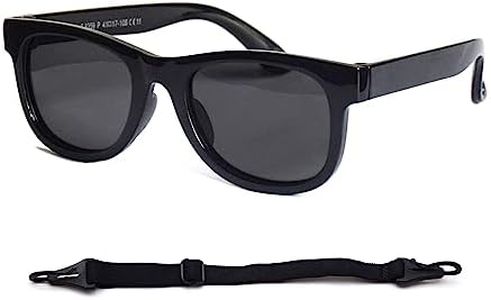 JUSLINK Flexible Polarized Baby Sunglasses for Infant and Toddler with Strap Age 0-3 (Black)