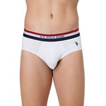 U.S. POLO ASSN. Men Striped Waistband Antibacterial EB002 Briefs - Pack of 1 (White L)