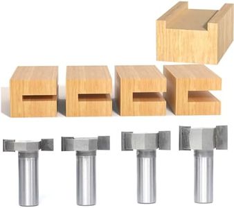 Akylin 4Pcs T Slot Router Bit,1/2" Shank,5/16",3/8",1/2",5/8" Cutting Height，T Trark Bit Without Bearing,T-Slotting Cutter for Wood Slotting,Grooving (Bigger Size)