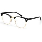 Blue Light Glasses for Men and Women Computer Glasses Gaming Glasses Blue Light Blocking Eye Strain Release(Glossy Black/Golden Rim)