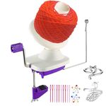 Yarn Ball Winder, Hand Purple Ball Winders for Yarn, Yarn Winder with Easy Installation for Yarn Storage +2PCS Adjustable Knitting Loop Crochet+10 PCS Stitch Knitting Needles +10 PCS Plastic Needles