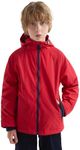 maoo garden Boys Fleece Lined Jacket Kids Water-Resistant Windproof Lightweight Outdoor Windbreaker Red 13-14Y