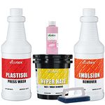 Ecotex® Screen Printing Cleaning Kit - Emulsion Remover - Press Wash Plastisol Ink Cleaner, Hyper Haze Remover and Degreaser, Premium Hand Cleaner and Scrub Pad - Screen Printing Supplies