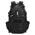 HUNTVP Tactical Backpack 30L, Military Rucksack Molle Backpacks Hiking Daypack Rucksacks for Men for Cycling, Camping, Fishing, Running Working, Outdoor(Type1-Black)