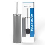 EPISTAR Silicone Toilet Brush & Holder Set, Stainless Steel (Grey)