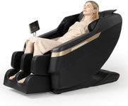 Real Relax Full Body Massage Chair, Zero Gravity Shiatsu Massage Recliner Chair with Lower Back and Calf Heating Function, Bluetooth, LCD Touch Screen, Black and Gold