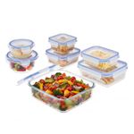 Amazon Brand - Solimo Glass Food Storage Container Set, Pack of 7, Airtight & Leakproof, Microwave & Freezer Safe, Transparent
