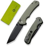 CIVIVI Brazen Folding Knife, Button Lock Pocket Knife with 3.46'' Swedish 14C28N Tanto Blade, Ultra-Grip G10 Handle, Low Profile Clip for EDC C19059C-2 (OD Green)