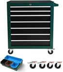 7 Drawer Metal Tool Chest 30 inch,Tool Cart On Wheels with Wheels,Mechanic Tool Cart with Lock and Toolboxes Trays for Garage Tool Storage Cabinet,Green