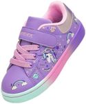 GEERX Toddler Girl Shoe Lightweight Casual Adjustable Strap Cute Unicorn Sneaker Comfortable for Walking Running (Infant/Toddler/Little Kid), Purple Pink, 10 Toddler