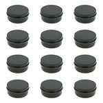 Small Aluminum Tin Jars,12Pcs Silver Round Cosmetic Sample Empty Container,Aluminum Tin Jars,Cosmetic Sample Metal Tins,Cosmetic Containers,Sample Jars Tiny Makeup Sample Containers,Black,15ml