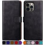 SUANPOT for iPhone 13 Pro Max 5G 6.7" case with [Credit Card Holder][RFID Blocking],PU Leather Flip Book Protective Cover Women Men for apple 13 Pro Max Phone case Black