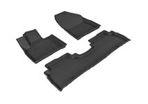 3D MAXpider Custom Fit Kagu Floor Mat (Black) Compatible with Kia Sorento 5-Seat 2016-2020 - Full Set