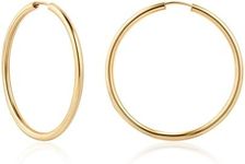 Barzel 18K Gold Plated Endless Hoop Earrings, 3mm Thick, Varying Sizes 40-70mm, High Polish Finish, Tarnish Free (40MM)