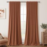 Terracotta Linen Blackout Curtains for Bedroom 96 Inch Length 2 Panels Set Back Tab Pocket Neutral Farmhouse Living Room Darkening Curtains Track System Thermal Insulated Black Out Drapes 52x96