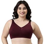 Enamor A112 Full Support Minimizer Cotton Bra For Women Non-Padded, Non-Wired & Full Coverage With Seamless Cup(A112-Grapewine-34D)