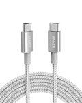 Anker USB C Cable 100W 10ft, New Nylon USB C to USB C Cable 2.0, Type C Charging Cable Fast Charge for MacBook Pro 2020, iPad Pro 2020, iPad Air 4, Galaxy S20, Pixel, Switch, LG, and More(Silver)