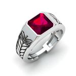 Vitra jewellery Rera ring pure silver 925 ring setted with red zircon gemstone, Ruby substitute ring for men/boys (US 10)