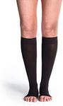 Sigvaris Style 842 Soft Opaque Open Toe Knee Highs - 20-30 mmHg Short Black SS Short 842CSSO99