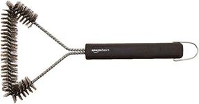 Amazon Basics 3-Sided Triangular Grill Brush, 12-Inch, Stainless Steel, Black