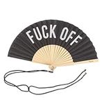 Fisura - Original Handheld Folding Fan with message in english. Funny wooden fan. Original holding Hand Fans. Birthday Gifts Wedding Party Decoration (Off, black)