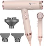 slopehill Professional Ionic Hair Dryer, High-Speed Blow Dryer with Brushless Motor for Salon Use, Lightweight Compact Hairdryer for Travel, Low Noise Quiet for Home, Ceramic Pink