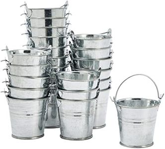 Juvale 24 Pack Mini Metal Buckets with Handles for Party Favors, Small Galvanized Tin Pails (2 x 2 in)