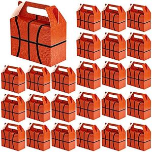 Chinco Basketball Candy Bag Basketball Party Decoration Basketball Goody Bag Party Gift Favor Box Basketball Pattern Favor Bag with Handle for Adult Birthday Theme Party Holiday Decoration(24 Pieces)
