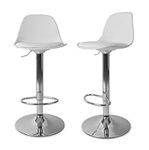 Abaseen Bar Stools Set of 2 | White Swivel Barstools | Adjustable Height | Back Rest | Soft Cushion Seat | Chrome Footrest and Base | Counter Kitchen Home Breakfast Bar Stools