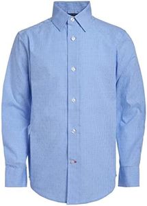 Tommy Hilfiger Boys' Long Sleeve Dress Shirt, Collared Button-Down with Cuff Sleeves, Gingham, Medium Blue, 16