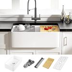 30 inches Workstation Farmhouse Kitchen Sink with Accessories, Eridanus Apron-Front Deep Bowl Kitchen Sink Ceramic Fireclay Farm Sinks in White