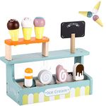 GAGAKU Wooden Ice Cream Set Wood Ice Cream Toy Ice Cream Playset for Kids 10pc Ice Cream Toys for Toddlers Girls Boys