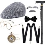 1920s Men Costume Gatsby Accessories Newsboy Hat Cap for Men Gatsby Hat for Men 1920s Costume Accessories (Gray Grid)