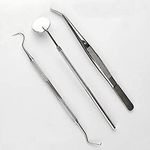 GOLDFINCH™- Dental Pmt Set of 3 Pcs |Mirror With Handle, Tweezer, Probe Double Ended|