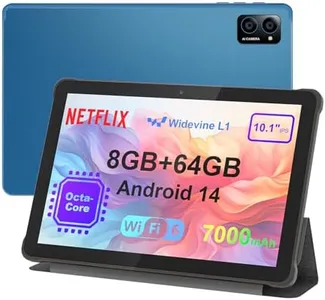 10 inch Android 14 Tablet: Octa-Core, 8GB RAM 64GB, 7000mAh, with Stand Case, IPS HD Display, Wi-Fi 6, OTG, Metal Body – Fast & Portable Tablet for Work & Entertainment, 2-Year Protection