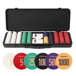 SLOWPLAY Godel Ceramic Poker Chips Set for Texas Hold'em, 500 PCS [with Numbered Values], 39mm & 10g Each | Features a High-end Chip case with Extra Durable German Polycarbonate Shell