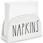 Farmhouse Napkin Holder for Table by Brighter Barns - Ceramic White Napkin Holder - Cute Cocktail Napkin Holders for Kitchen Table - Modern Rustic Napkin Holders for Tables or Farmhouse Decor (Large)