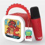 WonderBuddy StoryBox Mini, 200+ Stories & Rhymes Preloaded, Karaoke Mic for Singing, RGB Lights, Kids Speaker, Musical Toy, Best Gift for 3-5 yr Kids - Dragon with Mic