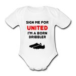 UNITED BORN DRIBBLER Unique Baby Vest Baby Utd Grow Babygrow Manchester Cute Funny Man Bodysuit United