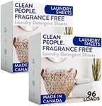 Clean People Fragrance Free Laundry Detergent Sheets - Hypoallergenic Laundry Soap - Ultra Concentrated, Recyclable Packaging, Stain Fighting - Fragrance Free, 192 Pack
