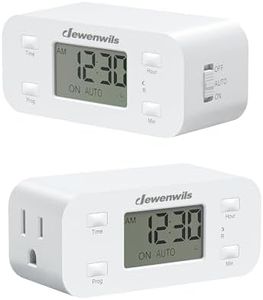 DEWENWILS 24 Hour Programmable Digital Timer Outlet, 2 Pack Timers for Electrical Outlets, Light Timer for Indoor Lamp Fan Aquarium, 1 Grounded Outlet, 125V/15A/1000W, 3 Prong, 1/2 HP